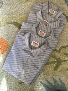 Y2K l Elbeco l Lot of 4 USPS Retail Clerk Striped Short Sleeve Shirts